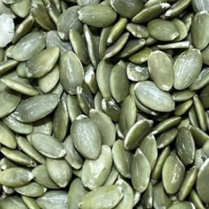 Raw green pumpkin seeds, also called pepitas, for snacks, salads, smoothies and baking